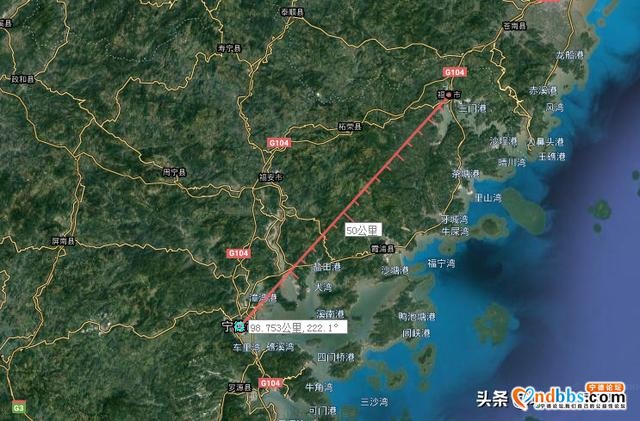 自测直线距离图——福建省宁德市，福鼎最远，福安最近-1.jpg
