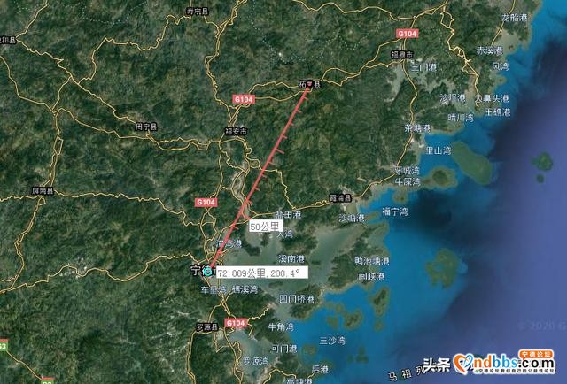 自测直线距离图——福建省宁德市，福鼎最远，福安最近-2.jpg