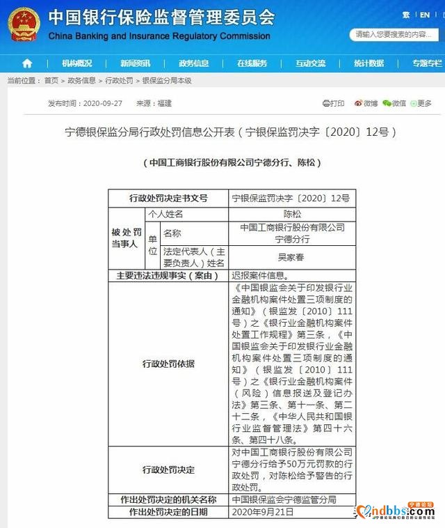 工行宁德分行领50万罚单，11个月内2次迟报案件信息-1.jpg